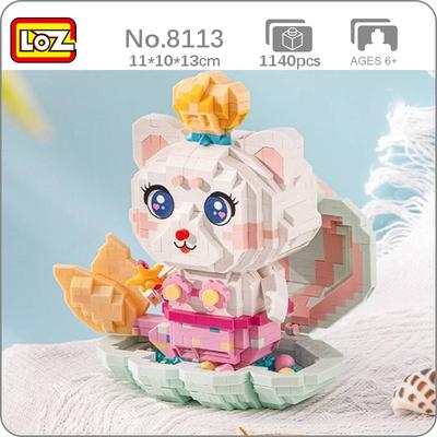 LOZ 8113 Mondo Animale Sirena Gatto Principessa Conchiglia Corona Pet Doll FAI DA TE Mini Blocchi di Diamante Mattoni Giocattolo da Costruzione per I Bambini senza scatola