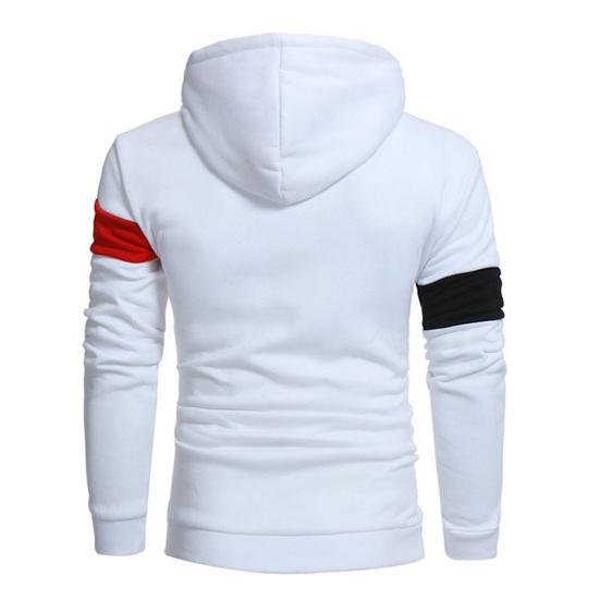 Men Winter Hoodie Pullover Colorblock Long Sleeves Drawstring Hooded Keep Warm Soft Mid Length Spring Hoodie for School