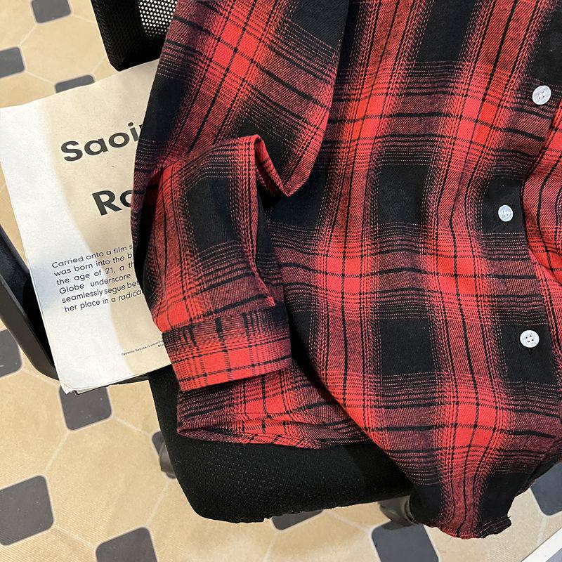 Unisex Retro Plaid Long-Sleeve Shirt - 2025 Autumn/Winter Trendy Scoundrel Style