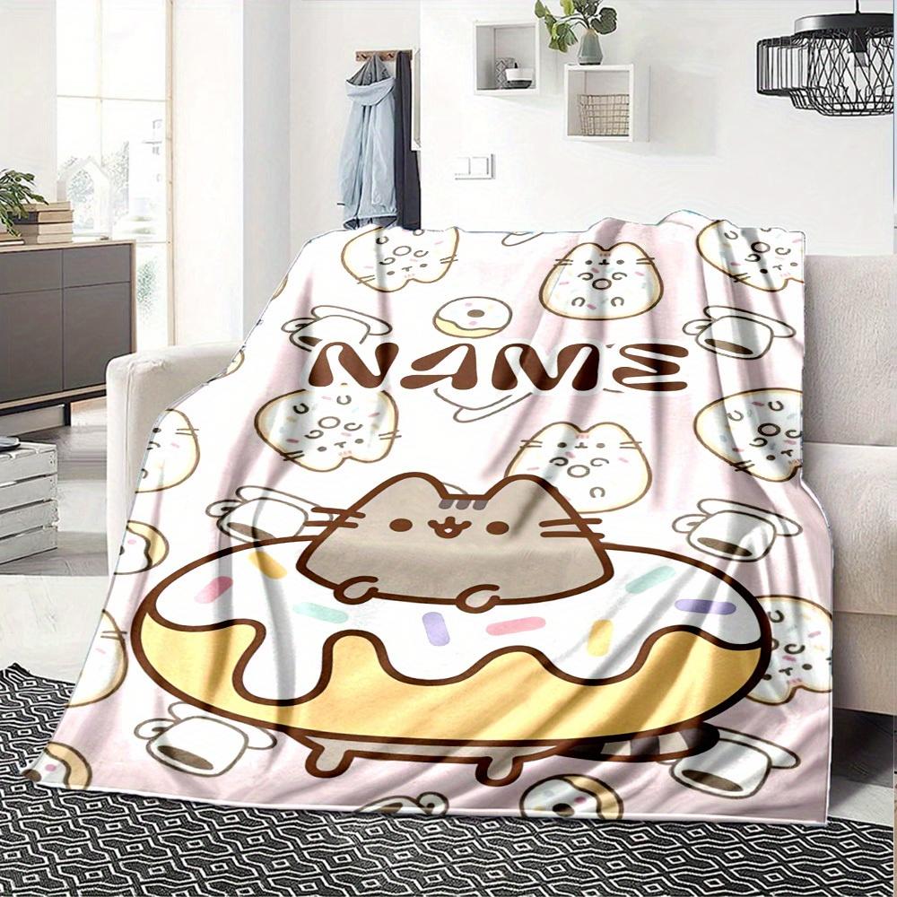 Cute Cat With Roses Home Customization Blankets Soft Cozy Lightweight Allseason Multipurpose Blanket For Picnics Sofas Offices Beds Living Rooms