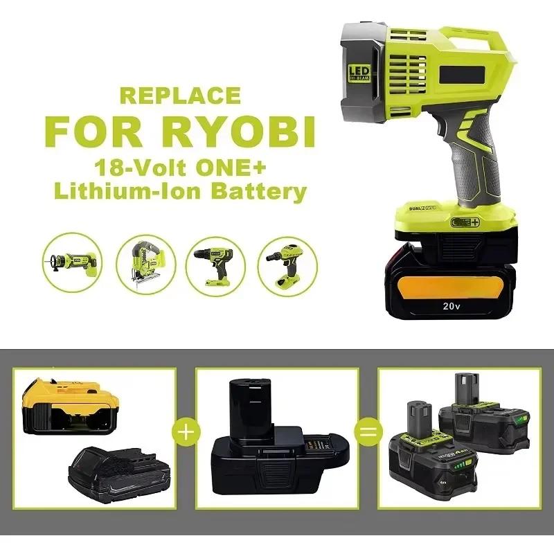 Battery Adapter DM18RL for Dewalt/Milwaukee 18V 20V Lli-ion Battery Convert to for Ryobi 18V Power Tools Drill with 5V 2.1A USB