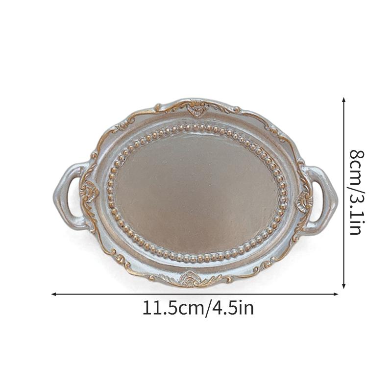 Classical Round Dessert Jewelry Necklace Earrings Storage Tray Resin Dish Plate Photo Props Room Aesthetic Decor Accessories