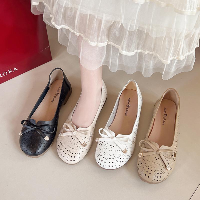 New Style Popular Elegant Bowknot Round Toe Women's Flat Comfortable Slip-On Ladies Ballerina Single Mules Shoes Zapatos Mujer