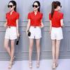 White Shirt Female Short Sleeve Shirt Fashion Bodycon Leisure Chiffon Blouse Tops