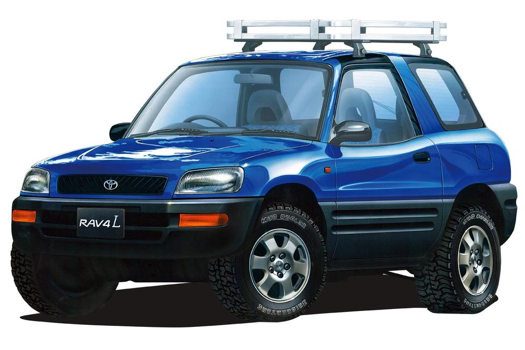 Aoshima Bunka Kyozai Skala Seria Model Samochodu SP04 Toyota SXA10 RAV4 1994 Model Plastikowy 1/24