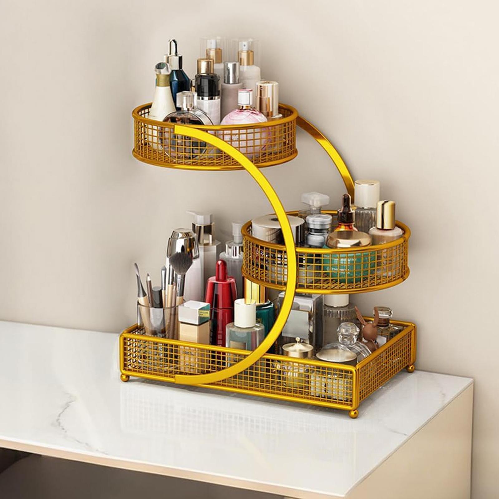 

3 Tier Wire Mesh Storage Organizer Multi Purpose Cosmetic Makeup Organizer Stand for Vanity Table Countertop One Size