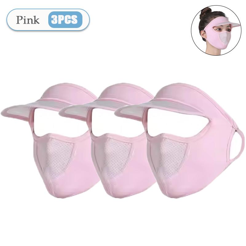 1-20PCS Women‘s Summer Ice Silk Sun Hat with Full Face Mask Breathable UV Protection Lightweight Washable for Outdoor Travel