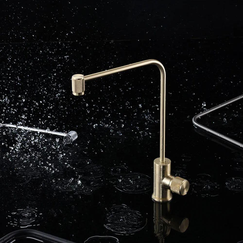Gun Grey Copper Kitchen Sink Faucet Rotate 360 ° Single Cold Water Purifier Tap Filters Purifier Direct Drinking Tap Black