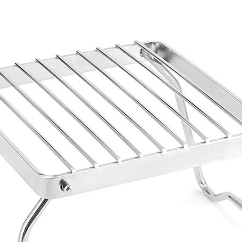Folding Campfire Grill Stainless Steel Striped Barbecue Grill Holder Portable Stove Stand Bracket for Outdoor Camping