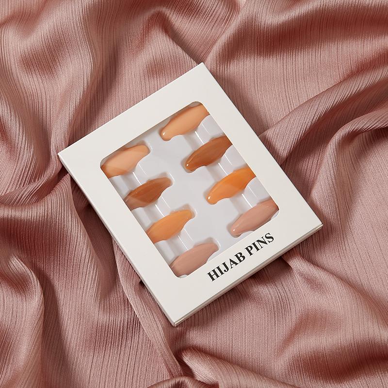 Fashion Muslim Scarf Hijab Pins Oval Plastic Brooches For Women Mixed Colors Clips Fixed Safely Pin Accessories 8PcsBox