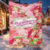Strawberry Shortcake Pattern Blanket for Home Decoration, Bed, Sofa, Car Travel, Camping, Suitable for All Seasons, Birthday Christmas Gift