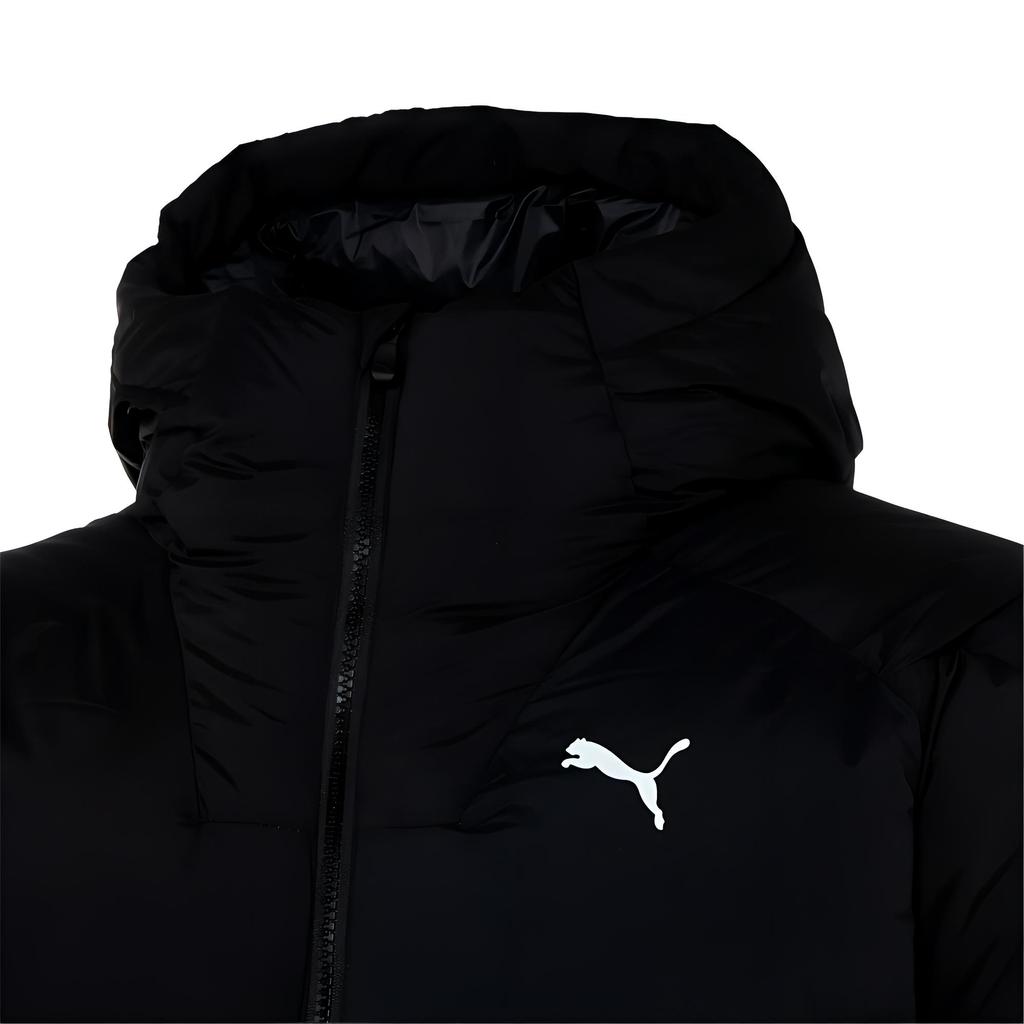 Puma Piumino invernale casual con cappuccio da uomo, colore unito, trapuntato, con stampa logo, capispalla nero 933464-01