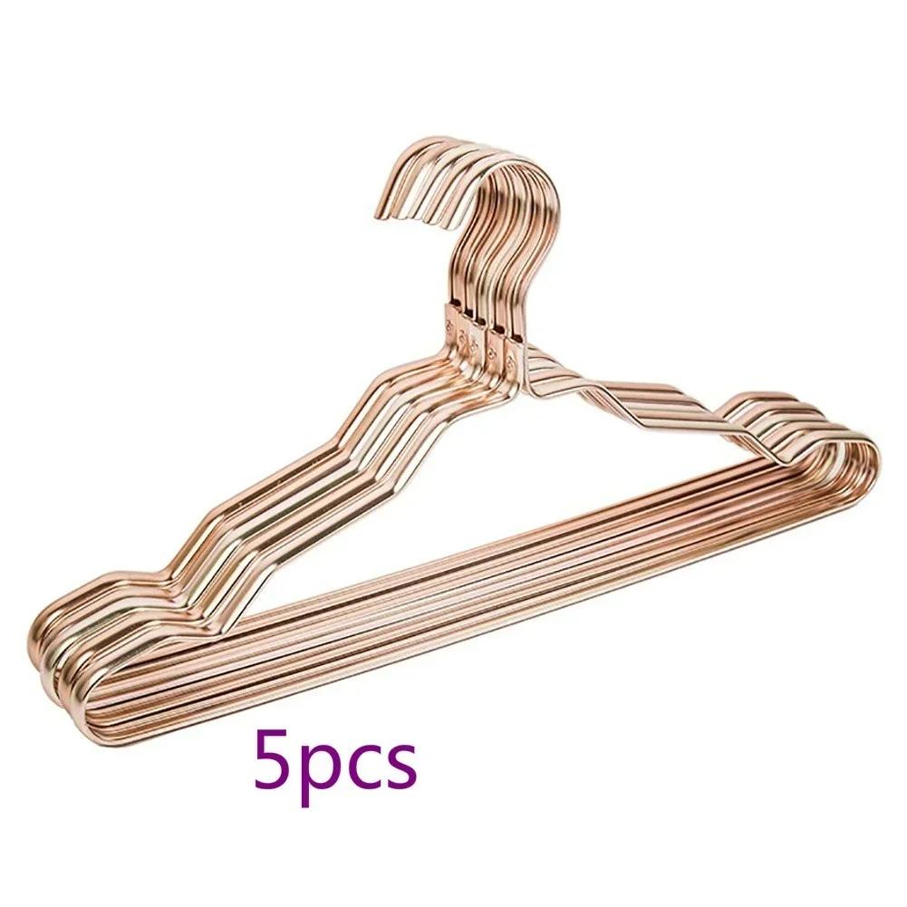 5 PCS/Set Aluminum Alloy Clothes Hanger Adult Clothes Hanger Sliding Seamless Metal Clothes Hanger Wardrobe Storage Rack