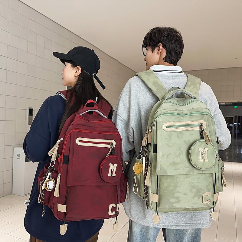 Junior High School Student Schoolbag Men's Large Capacity Backpack Print Women's Travel Backpack with Coin Purse