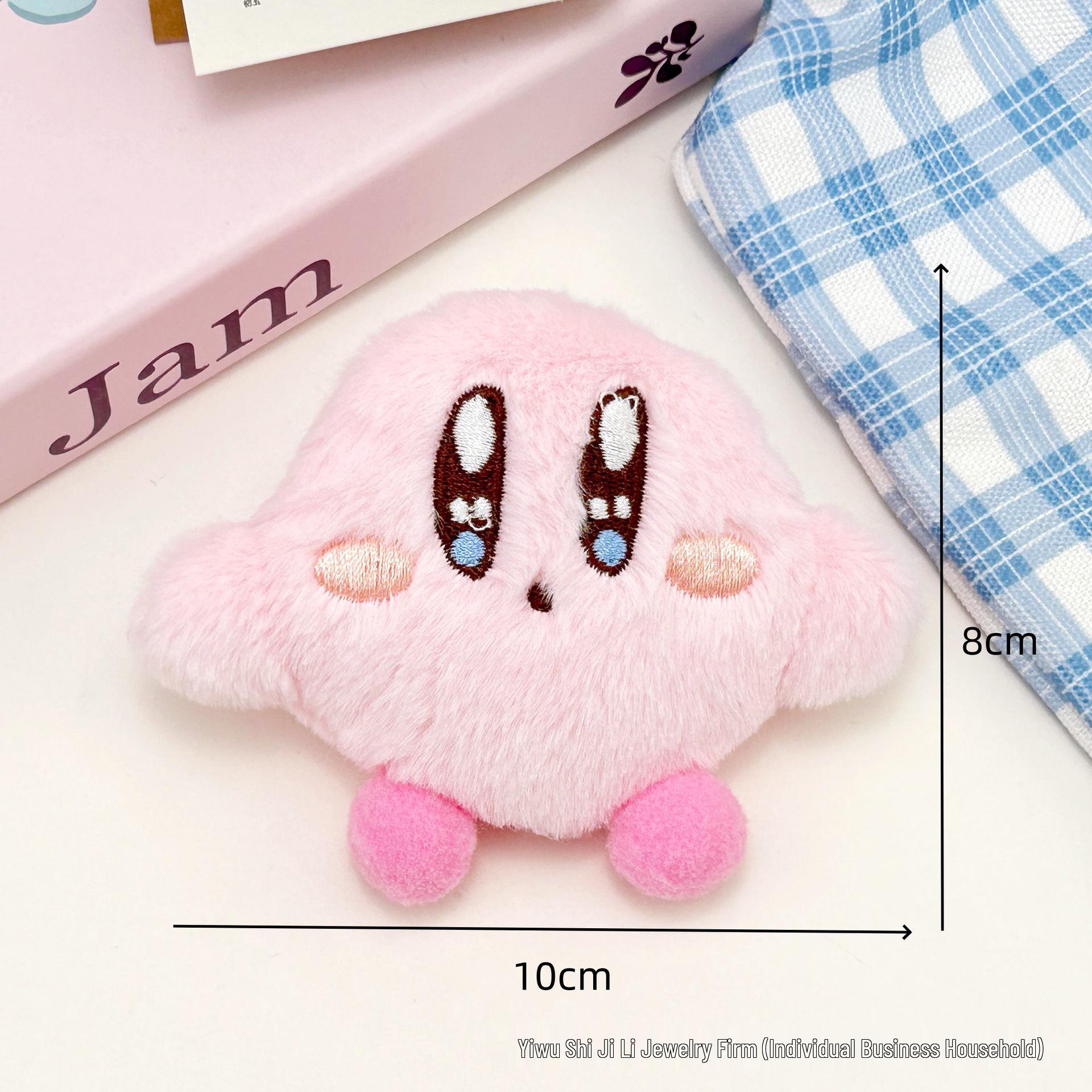 Kirby Cartoon Plush Pink Squeaky Pendant Cute Figure Ornament for Slippers & Hats Accessories