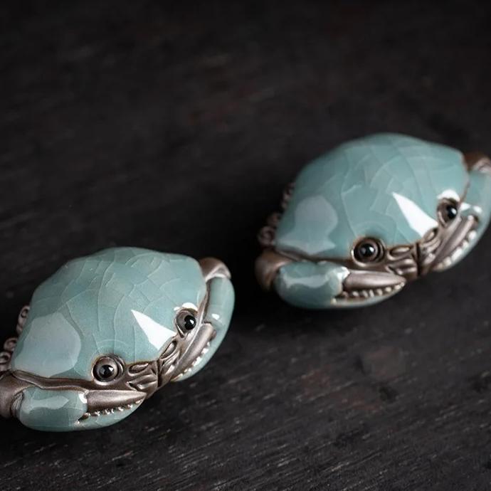 Krakelowana Glazura Krab Zabawa Ręcznie Robiona Dekoracja Zwierzątka Herbacianego Kongfu Stół Herbaciany Akcesoria do Ceremonii Herbacianej Meble dla Zwierzątka Herbacianego Do Ekspozycji