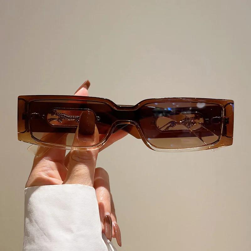 New Luxury Brand Designer Small Frame Rectangle Sunglasses Women For Men Vintage Sun Glasses Popular Punk Leopard Shades UV400
