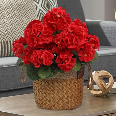 Buquê de Flores de Gerânio Artificial para Exterior Resistente a UV Flores de Simulação Decoração para Casa para Jardim Festival Festa Ornamentos