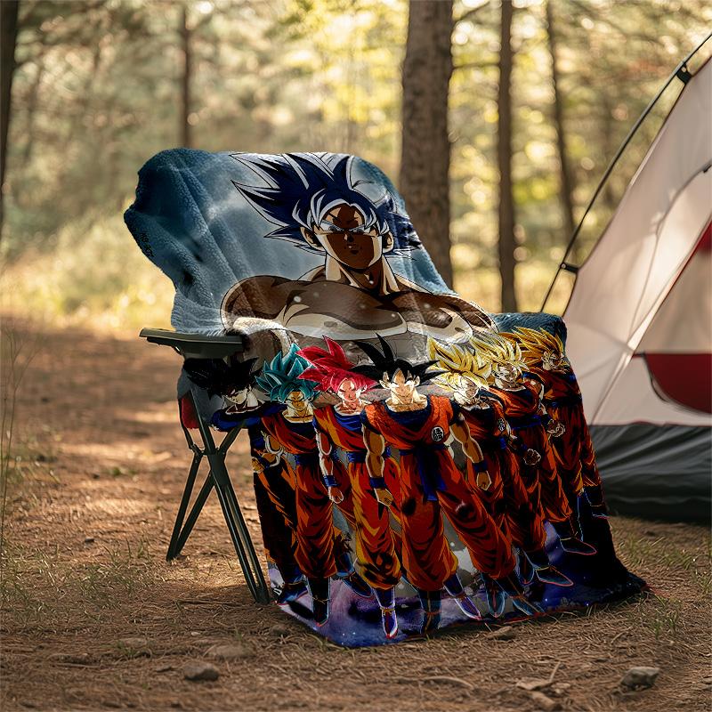 1pc Dragon Ball3 Theme Blanket - Digital Print, Polyester, Cozy for All Seasons, Perfect for Outdoor, Camping, and Travel