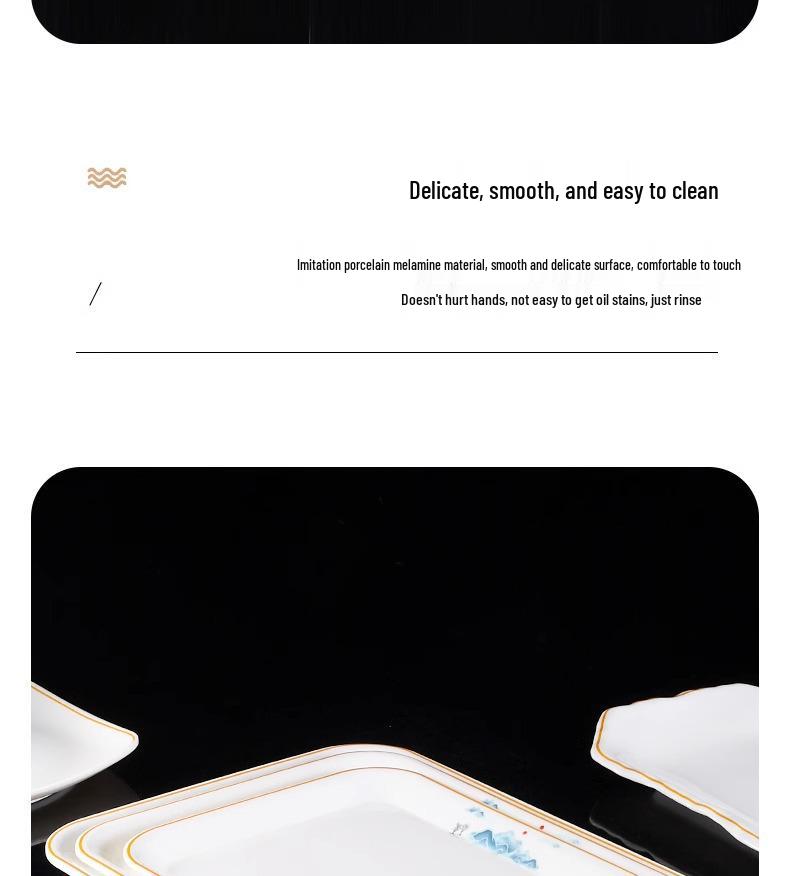 Commercial Rectangular Melamine Serving Tray for Cake, Dessert, Bread, Tea, and Fast Food Display