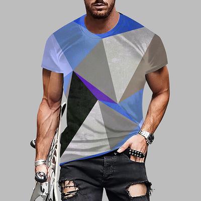 New Summer Men's Fashion T-shirt Personality Geometric Patterns Printed Men's T-shirt Top