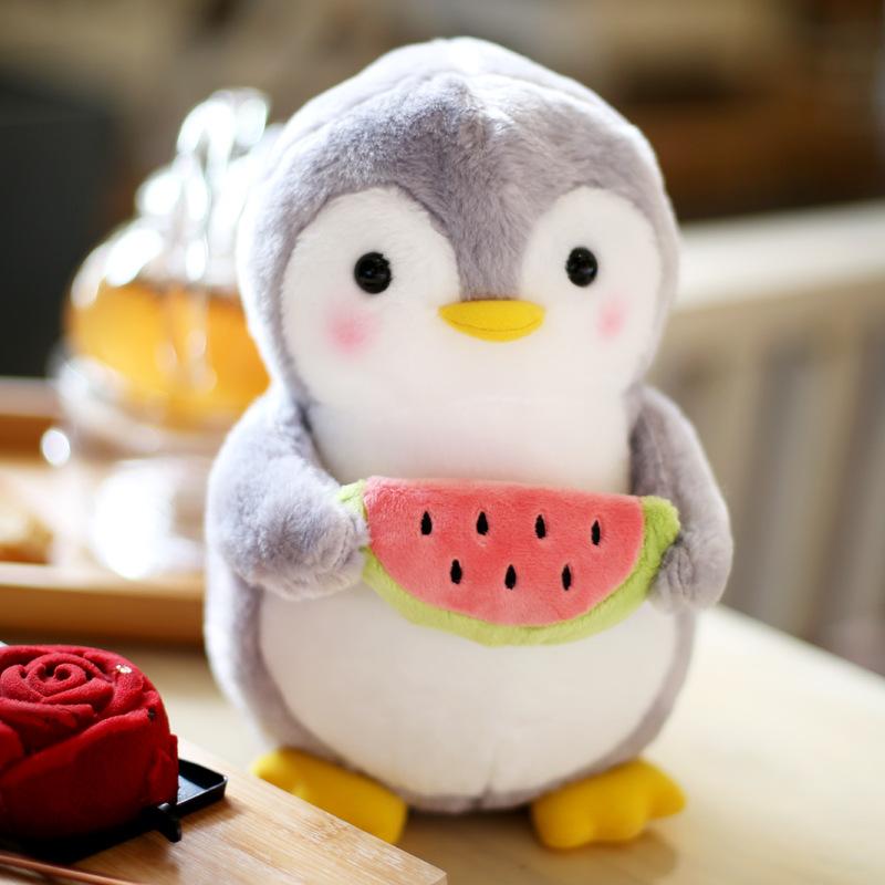 Cute Penguin Doll Plush Toy Penguin Throw Pillow Small Rag Doll Holding Fruits And Vegetables