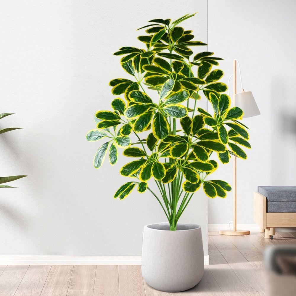 Plastic Material Fake Palm Plants Large Size Plastic Shrub Leaves For Outdoor Decor