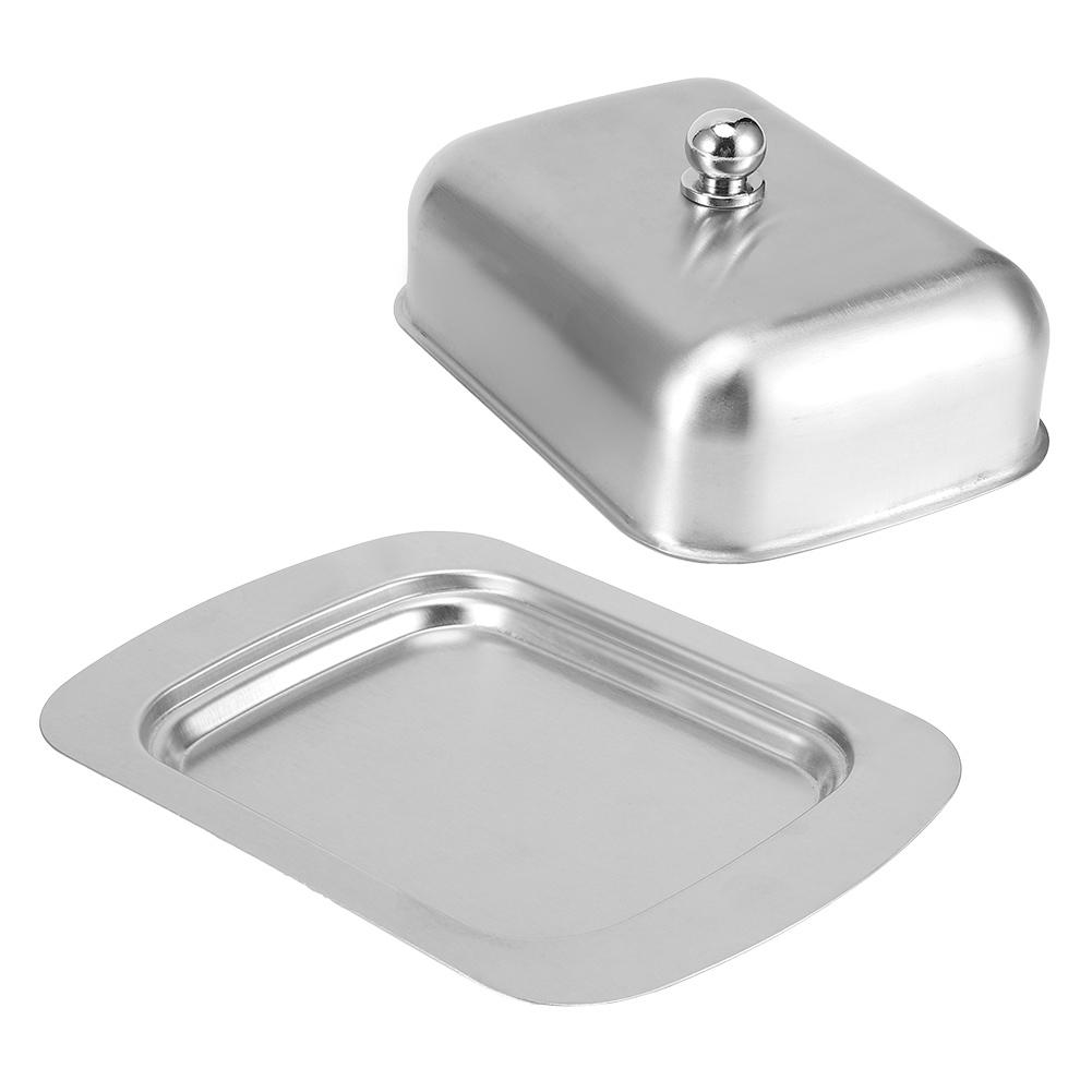 Butter Dish Stainless Steel Dessert Bowl Cheese Bread Box W Handle Cover Kitchen Accessories