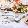 AOOSY 2 Pieces Stainless Steel Flatware Serving Sets 8.7-Inch Long Handle Slotted Spoons and Serving Spoons for Buffet Banquet