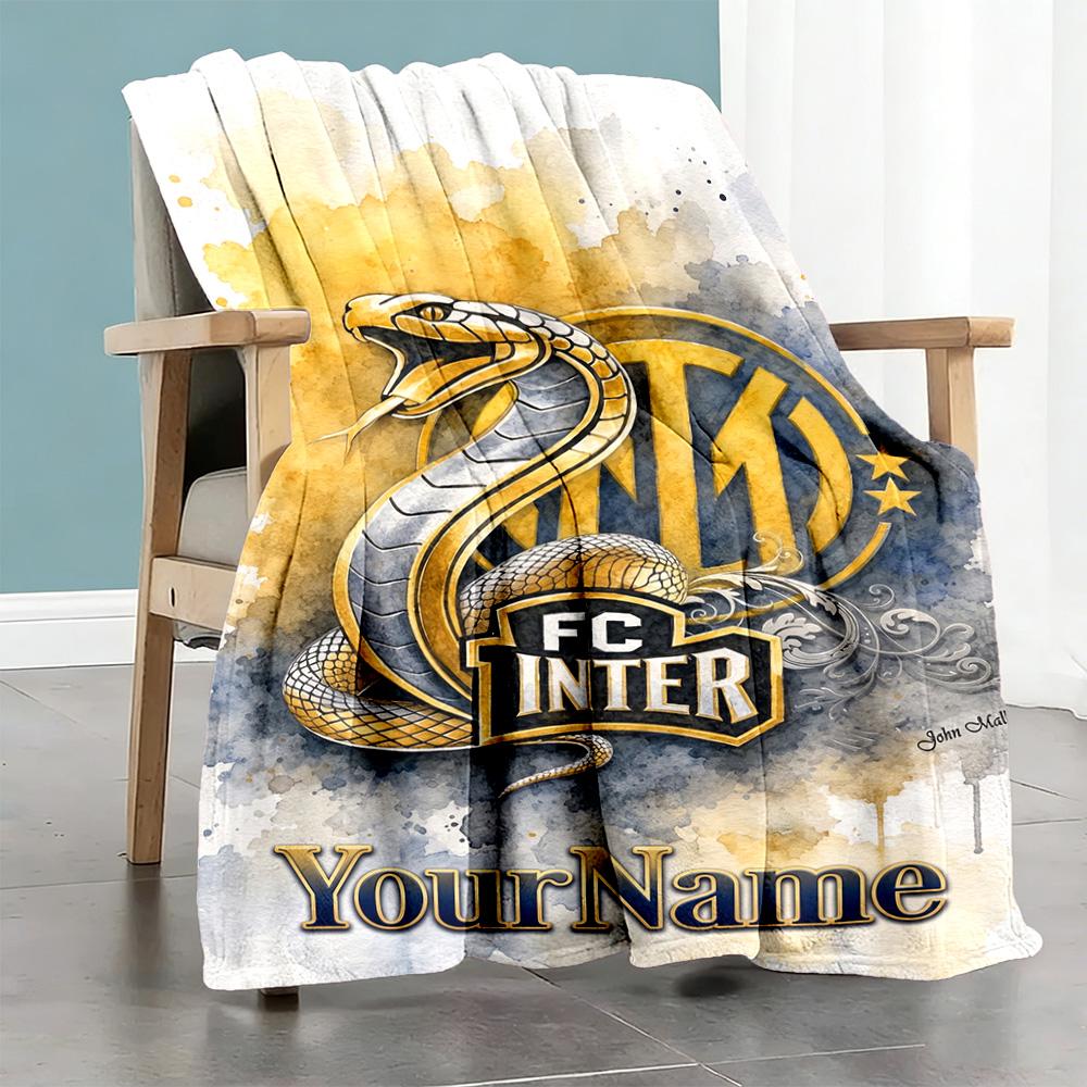 Inter Milan Personalized Name Blanket Throw Personalized Blanket Warmthful Decor Great for Picnics Sofa Seaside Living Room for All Occasions