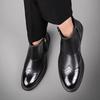 Fashion New British Style Brogue Shoes Genuine Leather Chelsea Boots Male Winter Shoes Plush Warm Shoes Fashion Zipper Men's Basic Boots