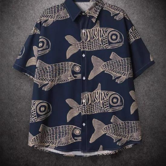 YPRS Men's 2026 Summer Floral 3D Print Short-Sleeved Beach Shirt