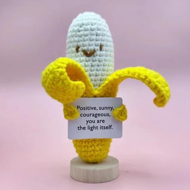 Positive Energy Sunflower Hand-woven Dolls Hug Pocket Knitting Doll Positive Card Desktop Ornament Gift Room Motivational Decor