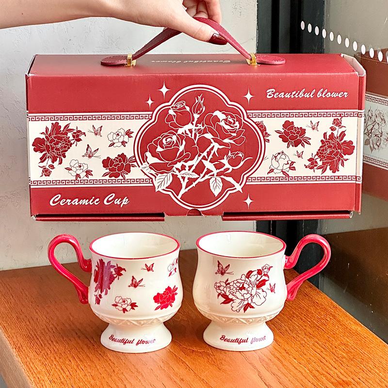 Подарок на свадьбу молодоженам, парная чашка, высококачественная практичная керамическая кружка, подарочная коробка для молодоженов и подруг no specification