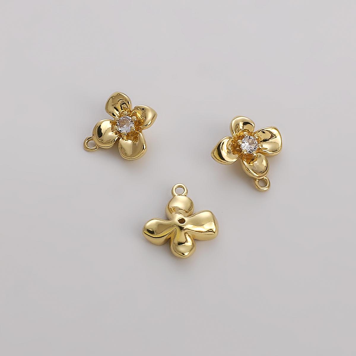 

1 шт. латунная хризантема, роза, лилия, тюльпан, цветы, подвеска с цирконом для изготовления серег, ожерелья 11x11mm 1pc/bag