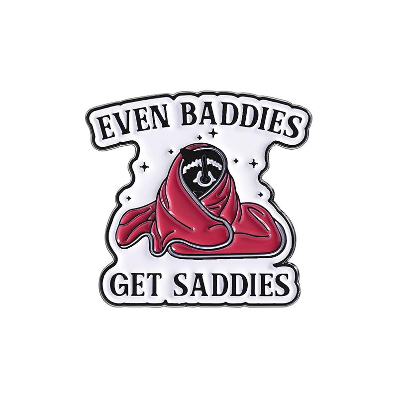 

Even Baddies Get Saddies Enamel Pin Cartoon Frog Raccoon Skeleton Animal Brooches Lapel Badge Fashion Jewelry Gift For Friends