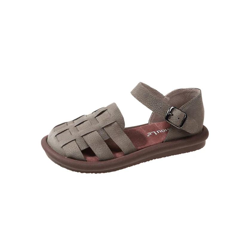 

Новые женские летние туфли Zapatillas De Mujer сандалии на плоской подошве с квадратным носком кожаные женские сандалии-гладиаторы без застежек женская пляжная обувь 38