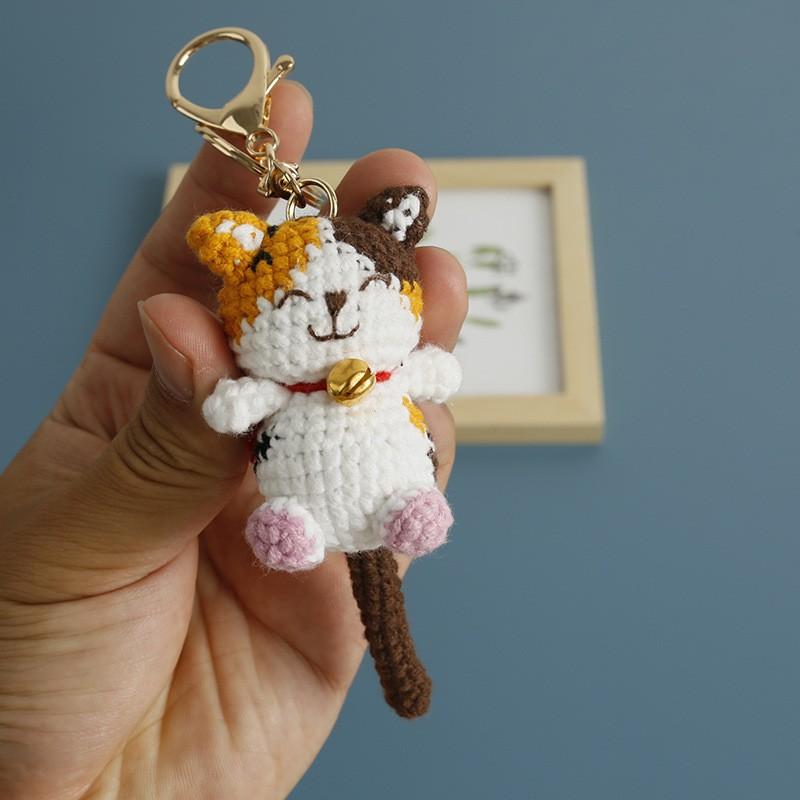 Handmaking Crochet Rabbit Doll Keychain For Gifts Cute Animal Doll Crochet Keychains Knitting Kitten Keyrings Custom