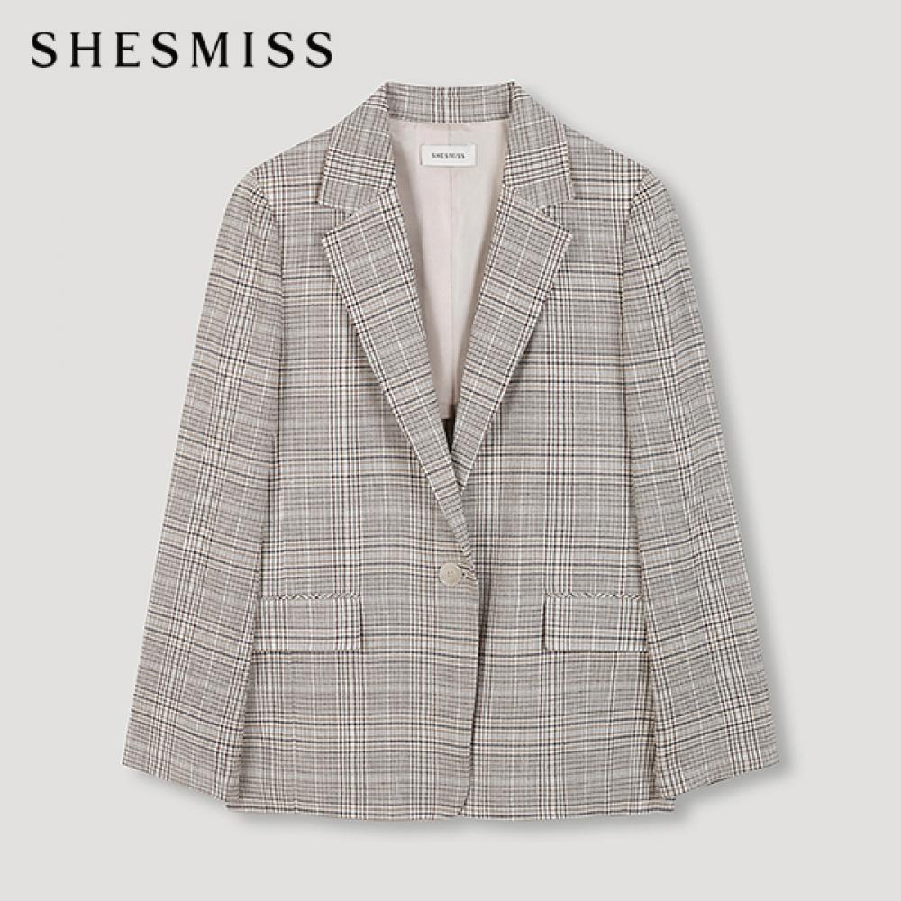 

She S miSS Linen Blend Check Jacket Swwjkn21060 Br Bricks/55