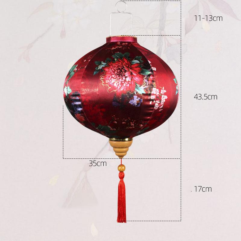 14 Inch Retro Chinese Silk Lanterns Japan Vietnam Mid-autumn Lantern For Outdoor Wedding Spring Festival Party Hanging Decor