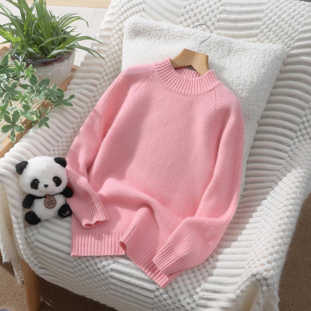 100% Pure Wool Kids' Thick Pullover Sweater - Warm Woolen Base Shirt for Boys & Girls
