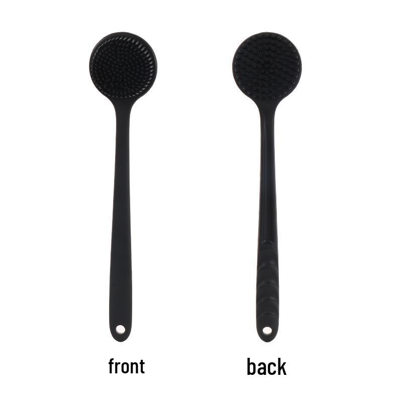 Silicone Long-Handled Bath Brush with Soft Bristles, Double-Sided for Back Scrubbing and Massage. чёрный