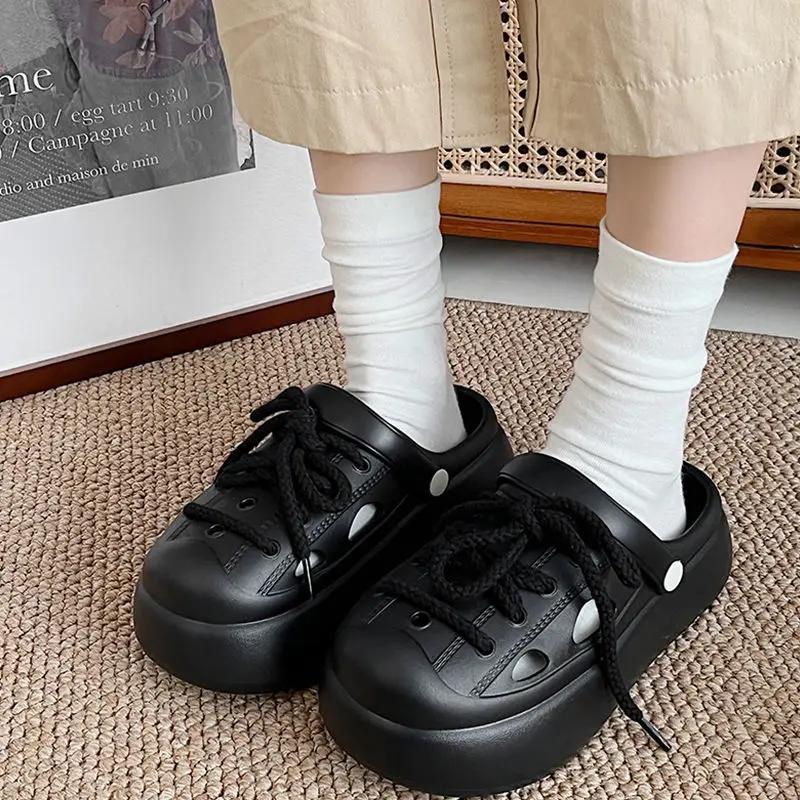 Fashion Anime Outside Round Toe Thick Shoes Cartoon Cute Height Women's Slippers and Ladies Sandals on Beach Mules Slides Pvc Unique Vip