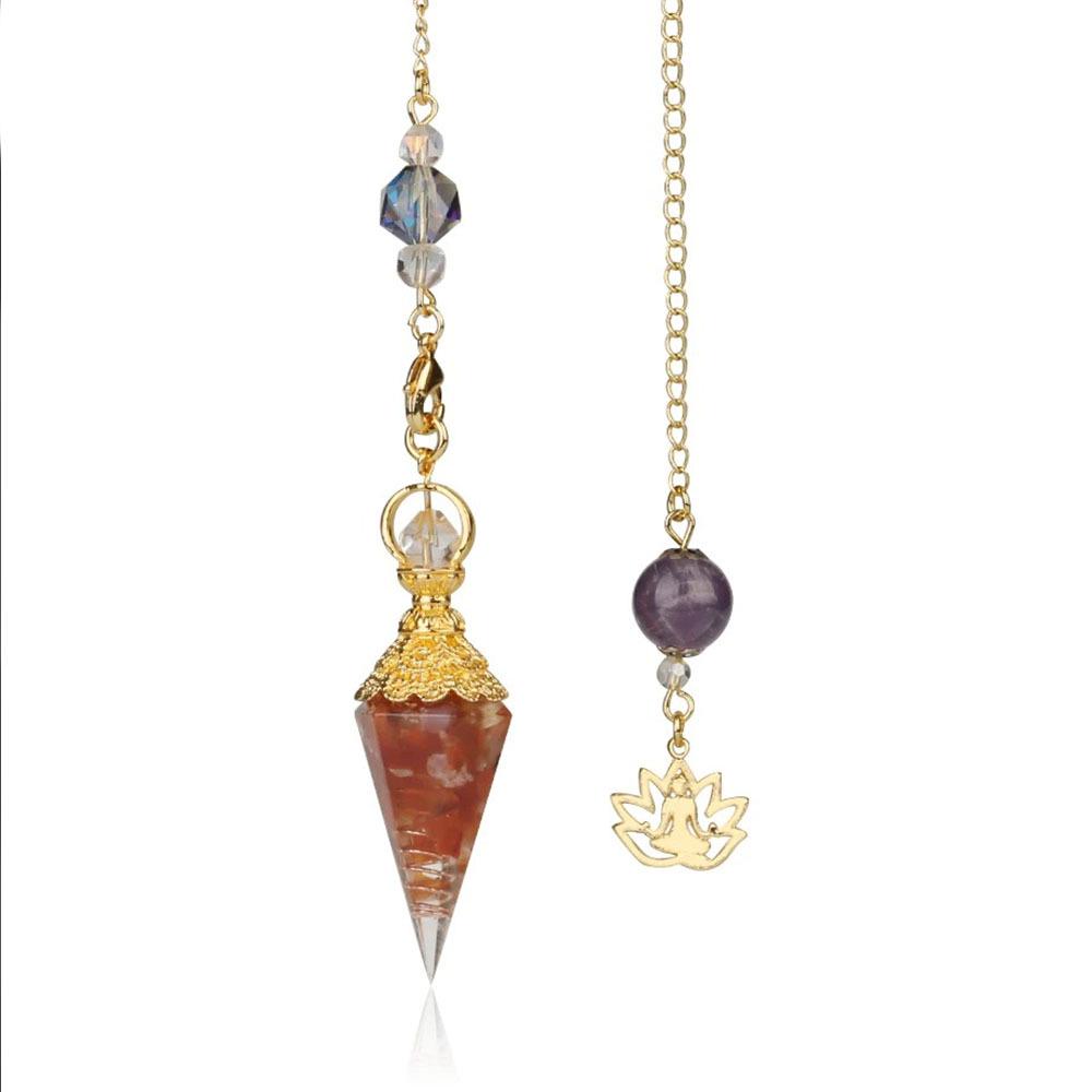 Seven-Color Crystal Resin Hexagonal Cone Pendulum Pendant 
