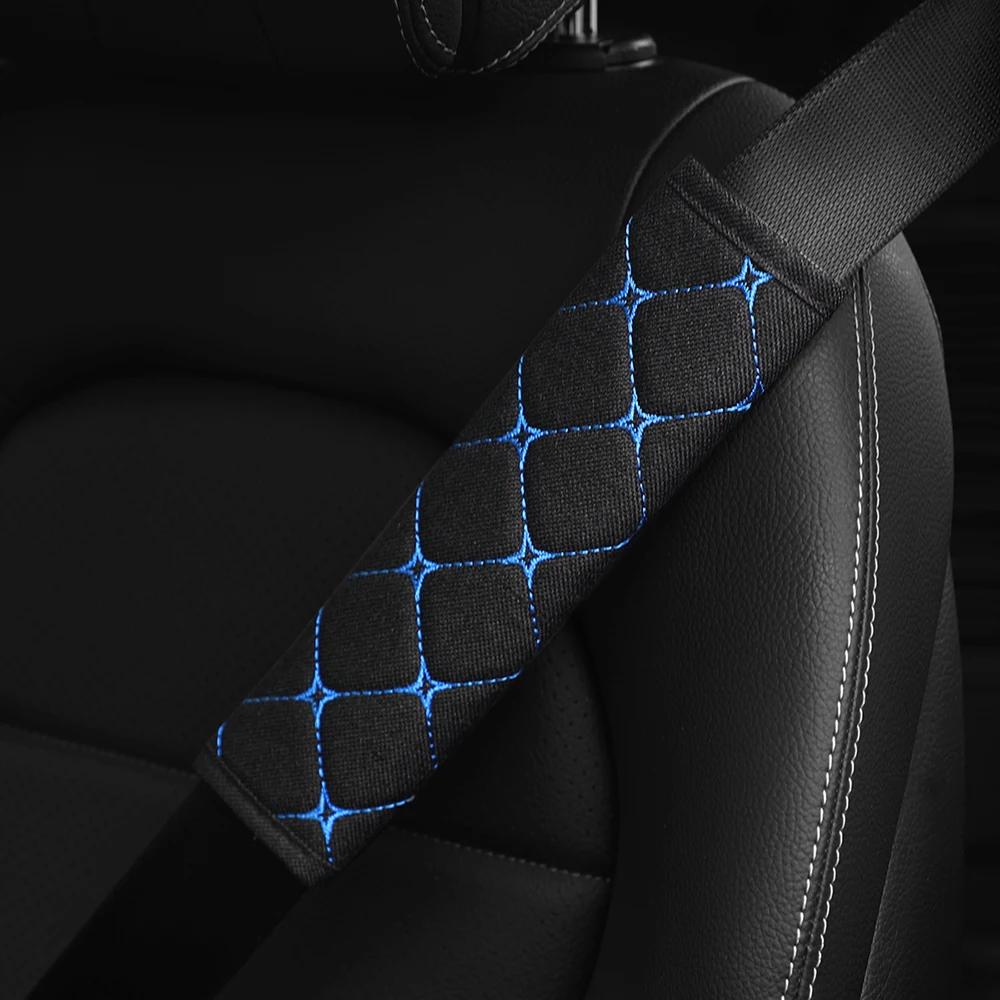 1PCS A Linen Embroidered Breathable Fabric Car Seat Belt Shoulder Strap Cover Insurance Strap Cover Comfort Car Accessories