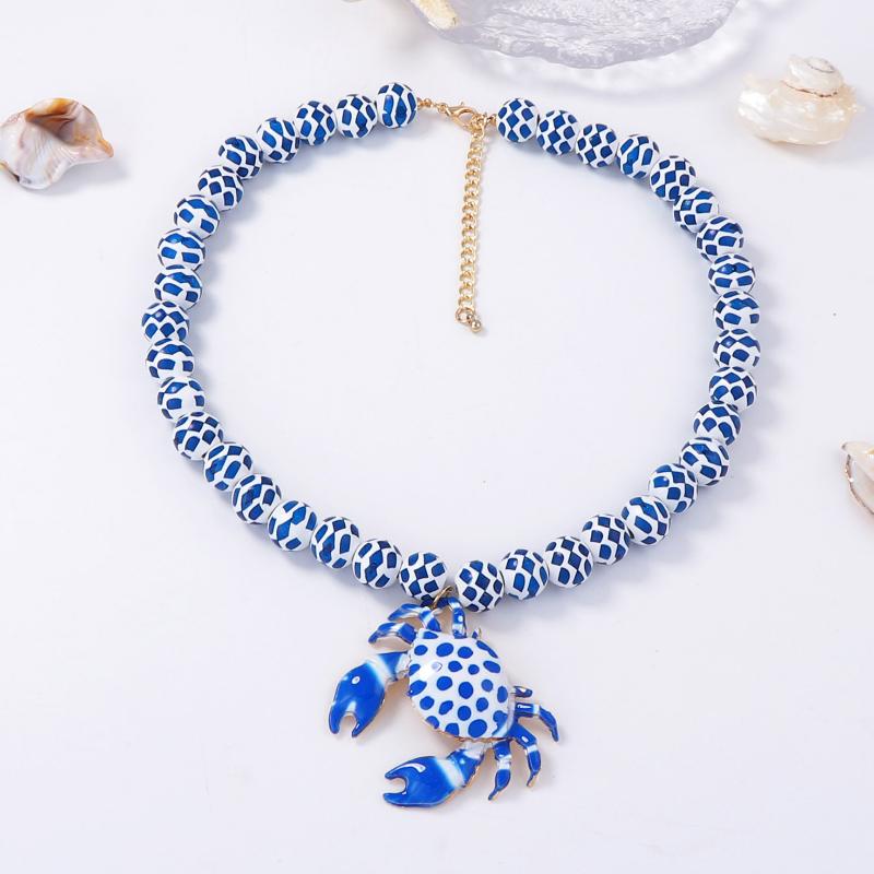 Women'S Acrylic Red Crab Pendant Necklaces Pool Accessories Ocean Style Crab Hip Hop Necklace Pendant Party Jewelry Decor