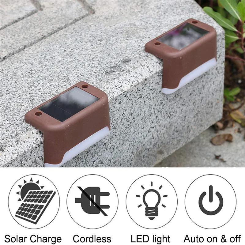 4 Pack Solar Deck Lights Outdoor Waterproof LED Fence Lights Garden Step Lamp for Patio Stairs Railing Pathway Step Solar Lamp