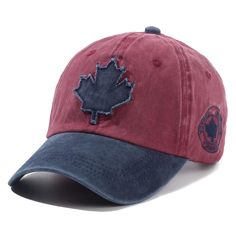 Unisex Washed Cotton Vintage Cap Maple Leaf Embroidery Baseball Caps Men Women Outdoor Sports Hat