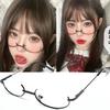 Harajuku Half Frames Glasses Women Vintage Metal Oval No Lens Optical Spectacles Eyewear Girls Cosplay Pography Eyeglasses