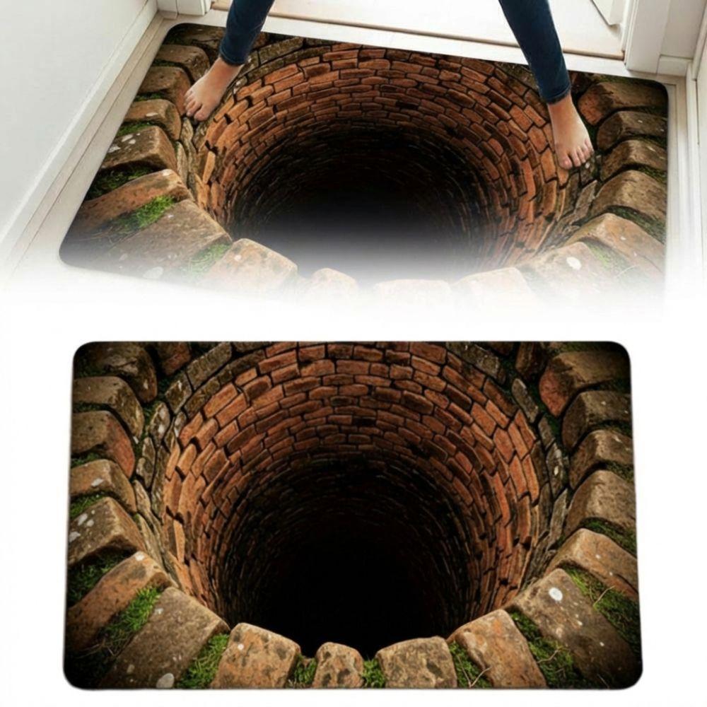 3D Flat Optical Illusion Doormat Water-absorbing Lifelike Bathroom Carpet Non-slip Durable Bedroom Door Rug Entrance Decor